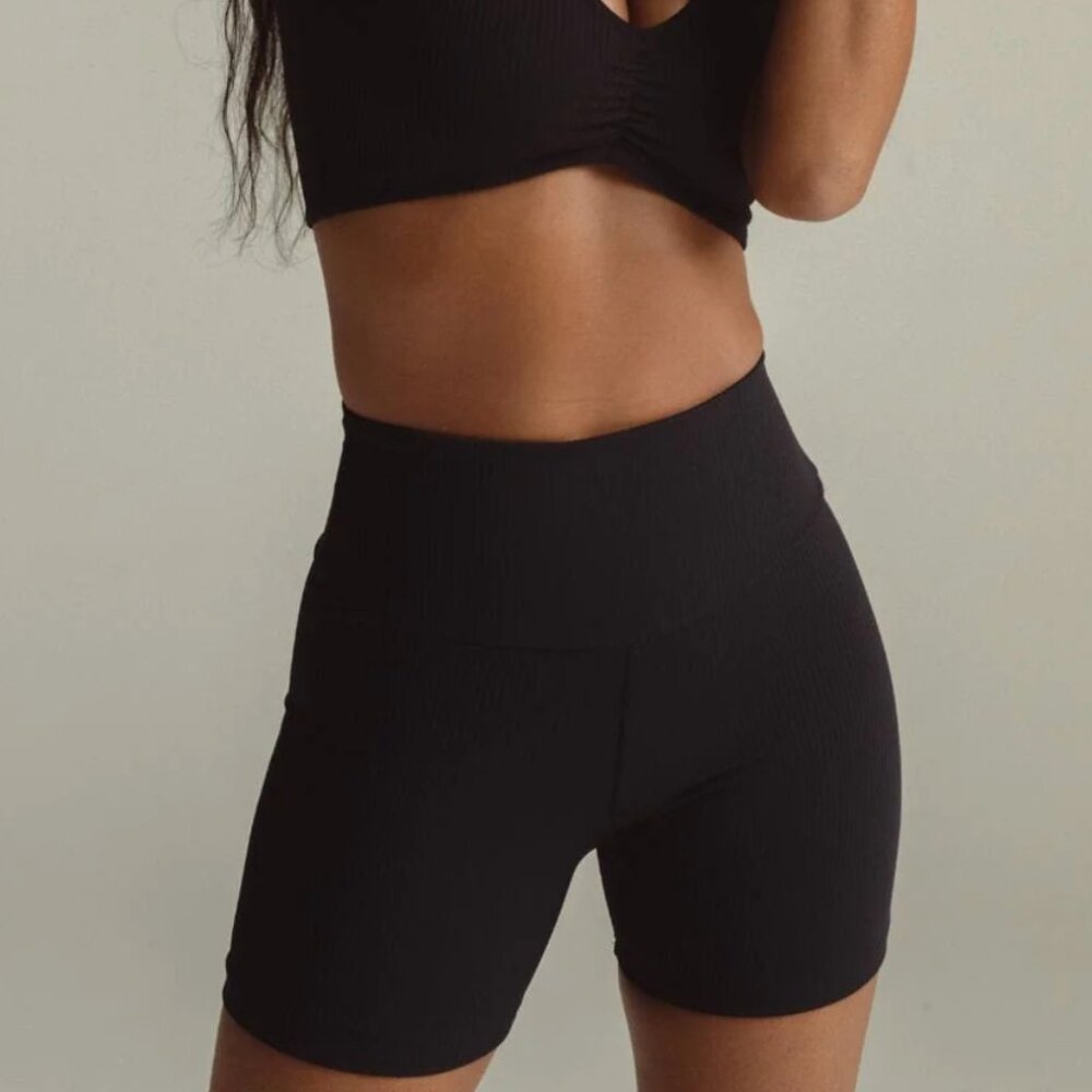 MONTCE LULU RIB BLCK MIDI BIKE SHORT